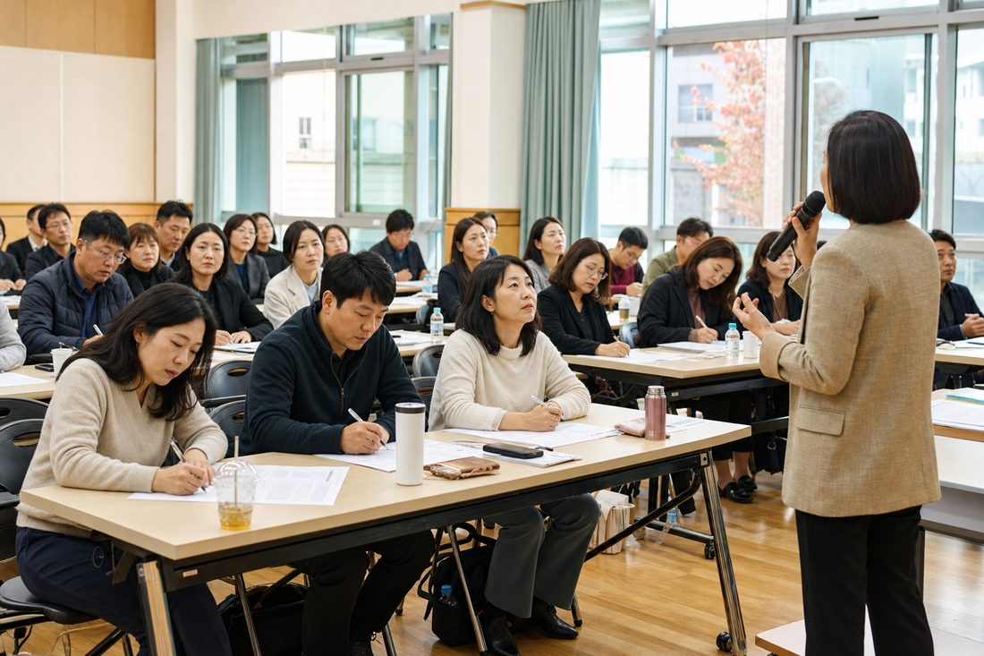 학부모들이 자녀의 강점을 이해하는 특강 장면 예시
