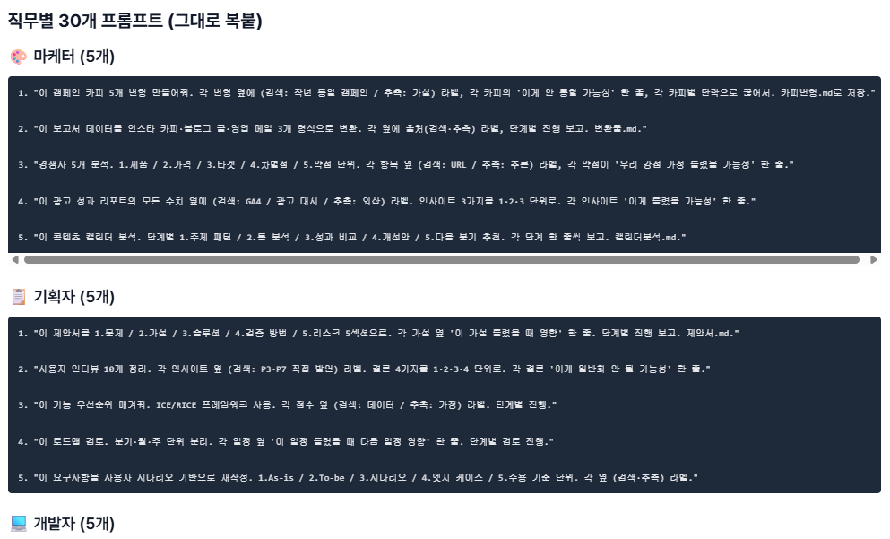 '정리해줘'는 그만 — Claude 결과 신뢰도 4가지 키워드 + 직무별 프롬프트 30